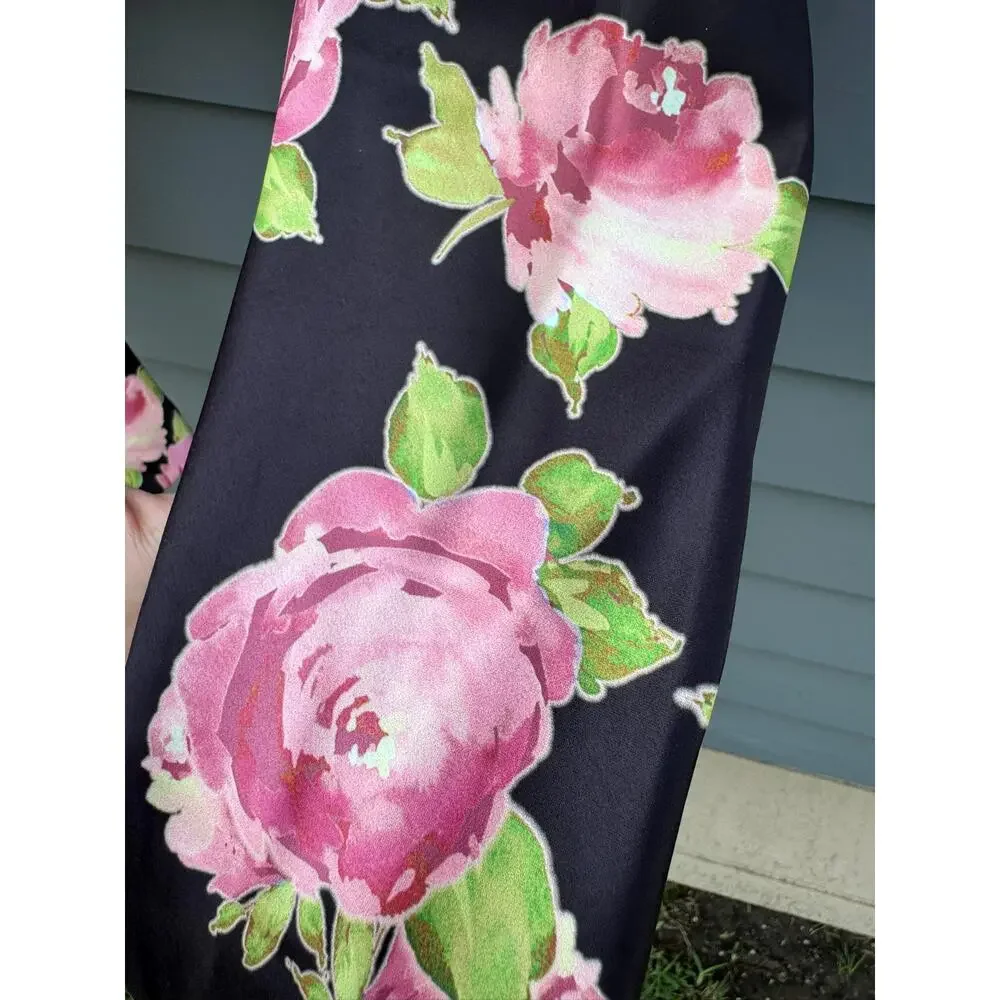 NWOT HOUSE OF CB Marcellina Rose Print Long Sleeve Satin Bustier Top Large L